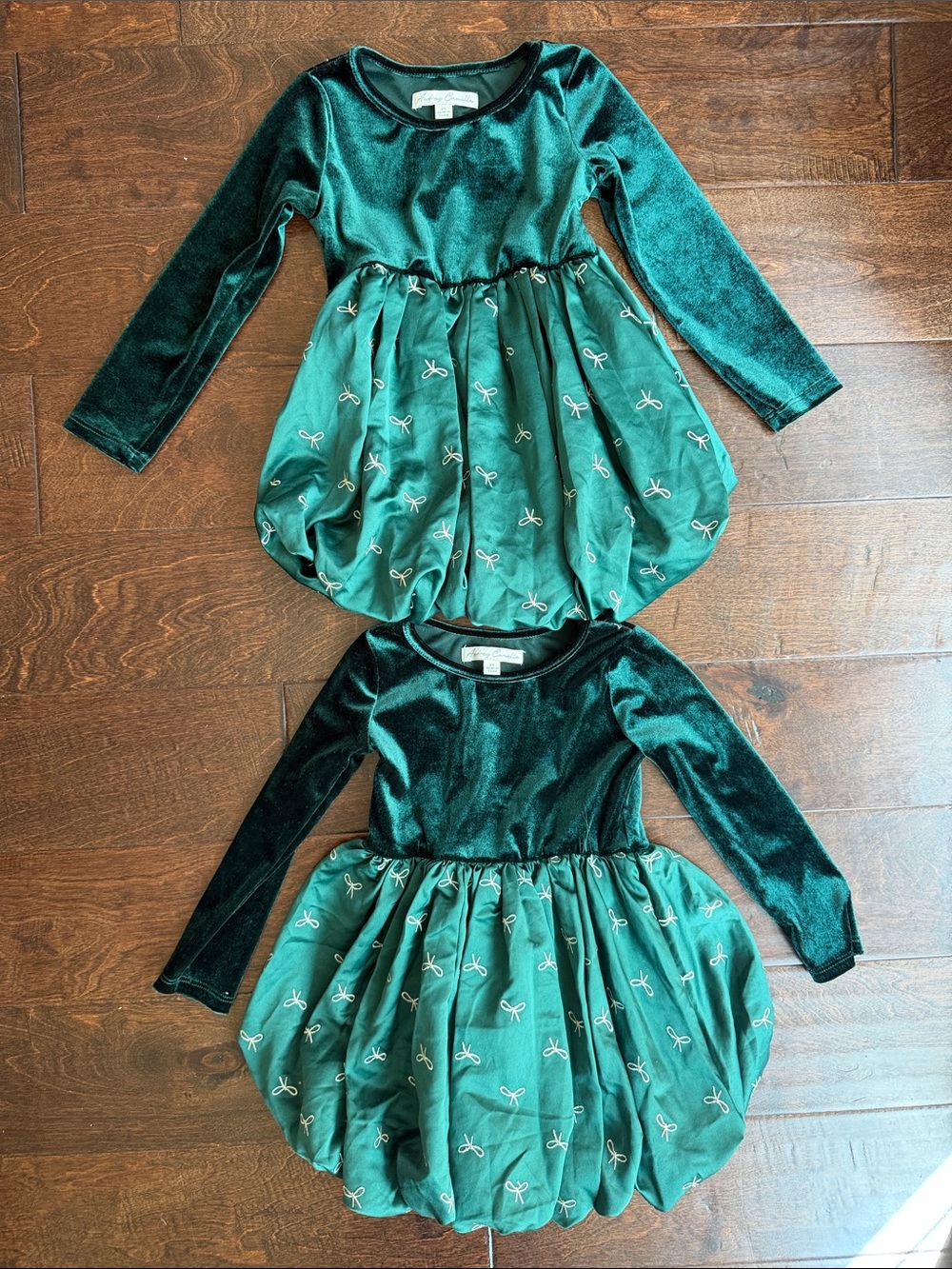 TWIN 2T Velvet Green Bubble Dress - Kids